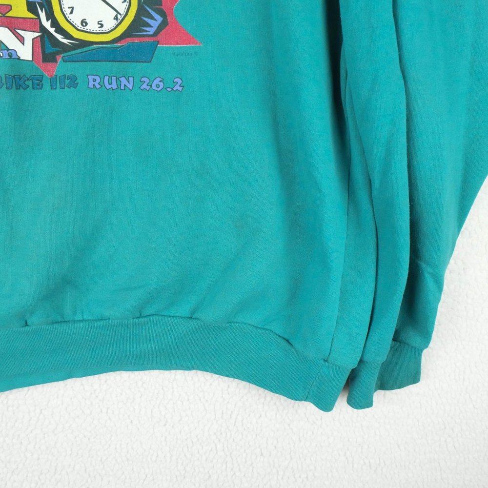 Vintage Ironman Sweater Womens Medium Green Oversized Crew Fleece 90s - Picture 4 of 10